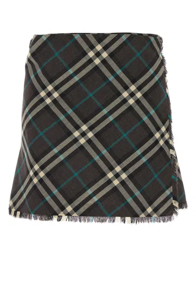 BURBERRY BURBERRY EMBROIDERED POLYESTER BLEND MINI SKIRT