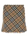 Burberry Womens Nut Ip Check Check-print Fringed Woven Mini Skirt