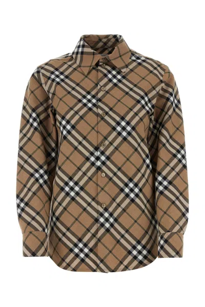 BURBERRY BURBERRY EMBROIDERED POLYESTER BLEND SHIRT
