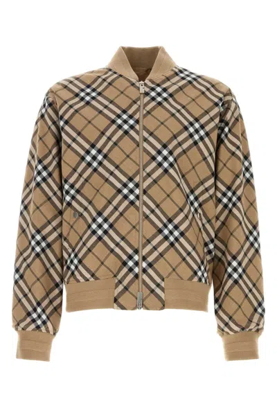 Burberry Embroidered Polyester Blend Bomber Jacket In Checked
