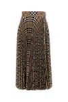 Burberry Checked Embroidered Polyester-wool Skirt In Brown