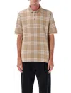 Burberry Checked Cotton Polo Shirt In Brown