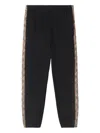 Burberry Black Jogging Trousers With Check Motif Detail