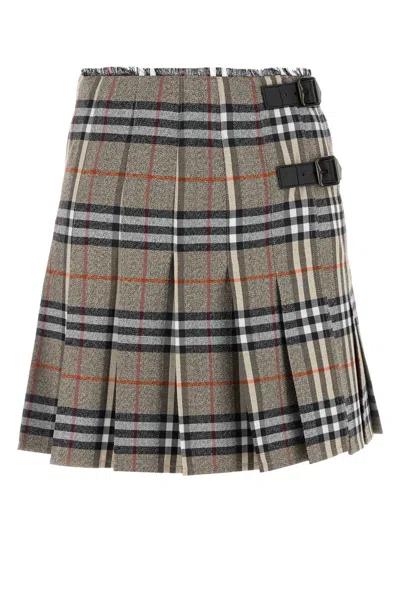 Burberry Embroidered Wool Mini Skirt In Multi