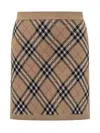 Burberry Embroidered Wool Blend Mini Skirt In Brown