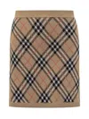 Burberry Embroidered Wool Blend Mini Skirt In Brown
