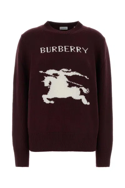 Burberry Aubergine Wool Blend Sweater In Multi