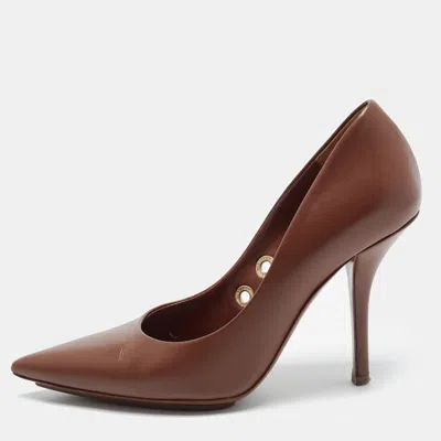 Pre-owned Burberry Aubri Size 37 Brown Leather Pumps