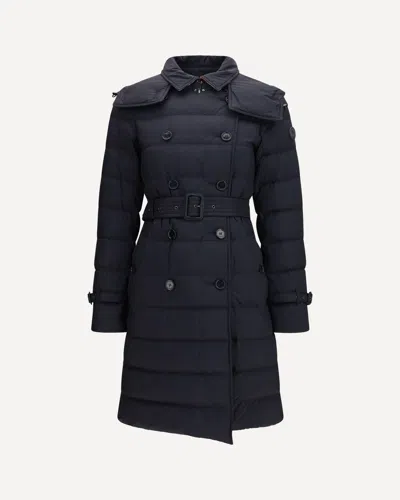 Burberry Audley Mid Length Nylon Down Jacket In Blue