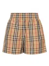 Burberry Elastic Waistband Checked Shorts With Side Stripe