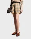 Burberry Audrey Check Cotton Shorts In Archive Beige Ip Chk