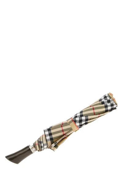 Burberry A:um Check Folding Umb:171299:b9368 In Brown