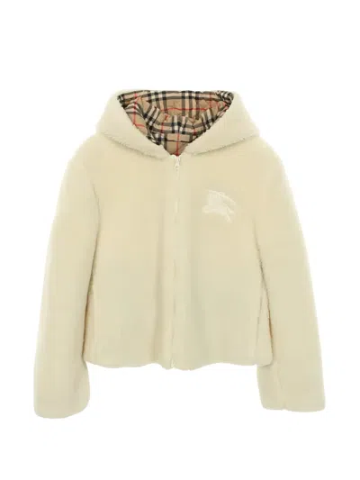 Pre-owned Burberry Austrel Boa Hooded Embroidery Jacket In Neutral