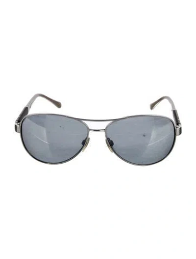 Pre-owned Burberry Aviator Mirrored Sunglasses In Silver