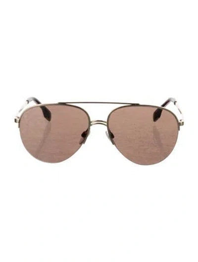Pre-owned Burberry Aviator Tinted Sunglasses In Gold