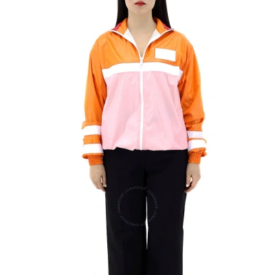Burberry Aviemore Colour-block Polyamide Jacket In Bright Orange
