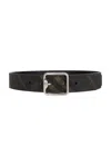 Burberry B Buckle Belt In Shadow & Black
