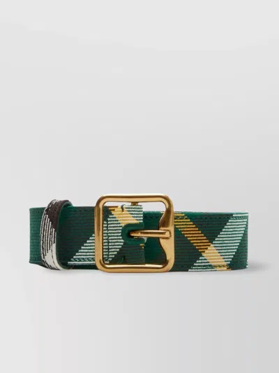 Burberry B Buckle Check Belt In Green