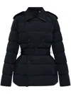 Burberry Short Jacket In Black Cotton. Straight Cut. Button Closure. Adjustable Waistband. In Black