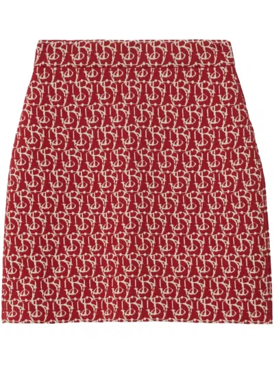 Burberry B Charm Jacquard-pattern Skirt In Red
