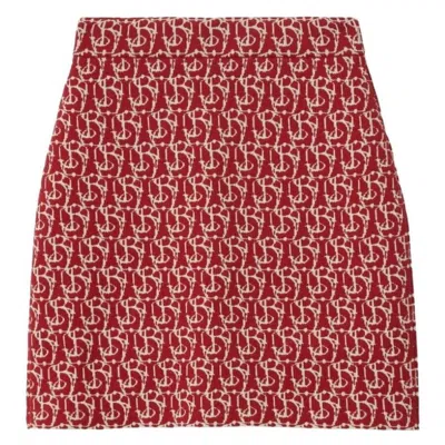 Burberry B Charm Jacquard-pattern Skirt In Red