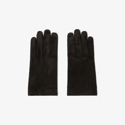 Burberry B Charm Suede Gloves In Peat