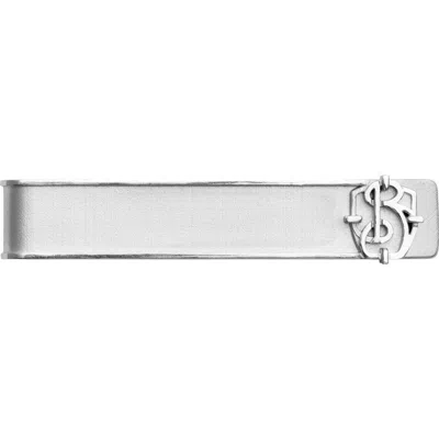 Burberry B Charm Tie Bar In Silver