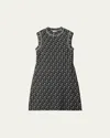 Burberry B Charm Wool Blend Dress In Black Ip Pattern