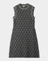 Burberry B Charm Wool Blend Dress In Black Ip Pattern