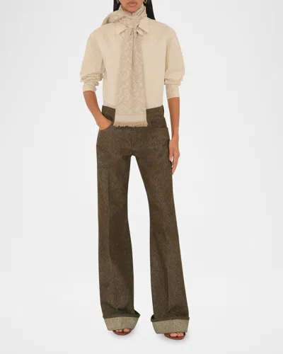 Burberry B-charm Wool Scarf In Neutral