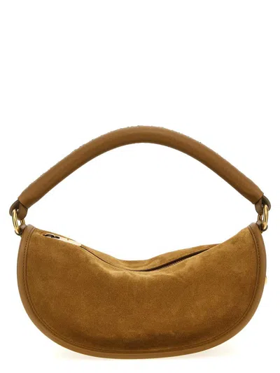 Burberry Camel Suede Hebden Handbag In Brown