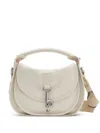 Burberry Small Calf Leather B Clip Messenger Bag In White