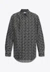 Burberry Long Sleeve Shirt With All-over Monogram Print In Black