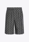Burberry Printed Silk Bermuda Shorts In Black