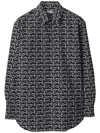 Burberry Long Sleeve Shirt With All-over Monogram Print In Silver