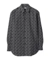 Burberry Long Sleeve Shirt With All-over Monogram Print In Black