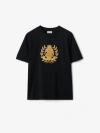 Burberry Embroidered Crest T-shirt In Black