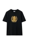 Burberry Embroidered Crest T-shirt In Black
