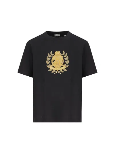 Burberry B Crest Cotton T-shirt In Black
