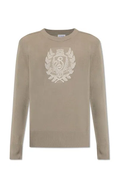Burberry B Crest Wool Sweater In Grey