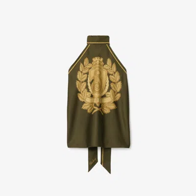 Burberry B Crest Silk Scarf Top In Green