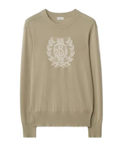 BURBERRY BURBERRY B CREST EMBROIDERED KNITTED JUMPER