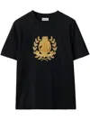 Burberry Embroidered Crest T-shirt In Black