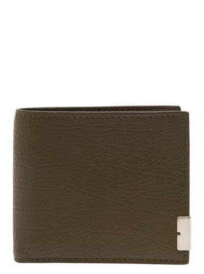 Burberry 'b Cut' Brown Bi-fold Wallet In Grainy Leather Man In Green