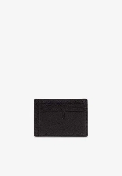 Burberry B Cut Clip Cardholder In Grained Leather In Black