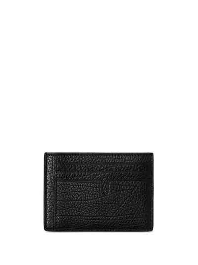 Burberry B-cut Clip Leather Cardholder In Black
