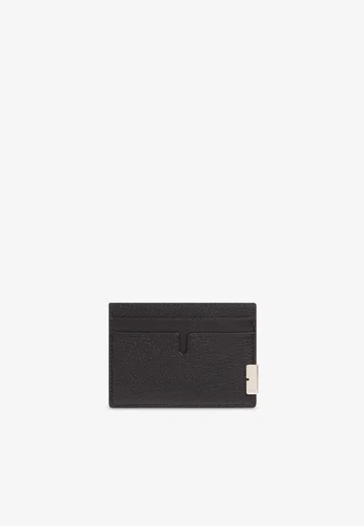 Burberry B Cut Grained Leather Cardholder In Black