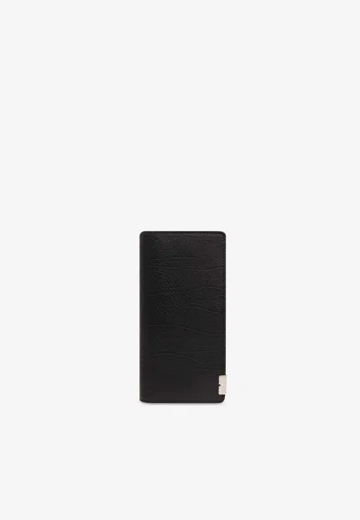 Burberry B Cut Grained Leather Wallet In Black