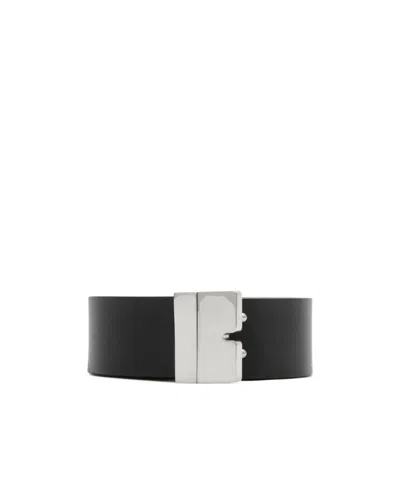 Burberry B Cut Leather Belt In Black