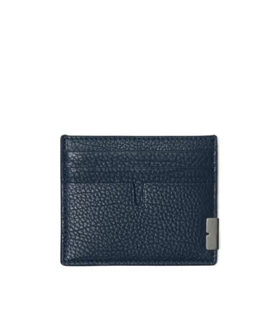 Burberry B-cut Leather Cardholder In Blue